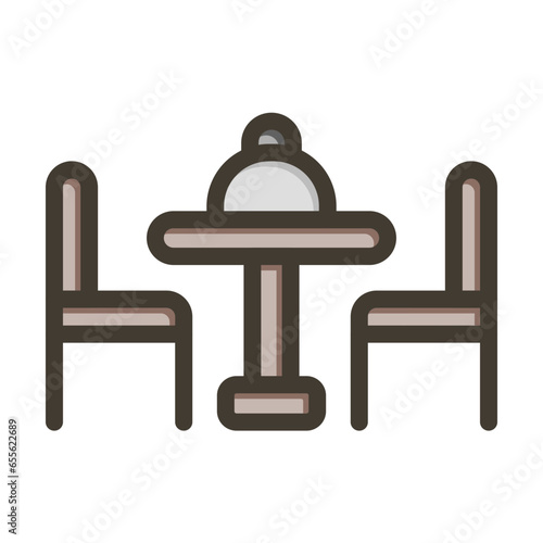 Dinning Vector Thick Line Filled Colors Icon Design