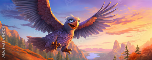 detai portrait fantasy eagle bird in purple colors. © Michal