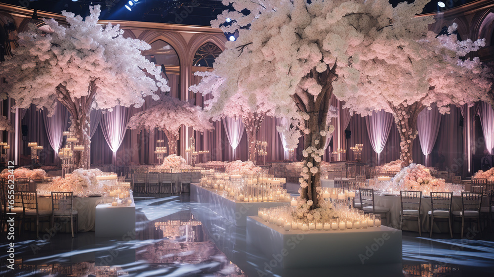 Glamorous ballroom Wedding Hall with Magnificent Flower Arrangements