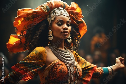 Afrobeat dancer in traditional African clothing - Celebration of heritage through movement - AI Generated photo