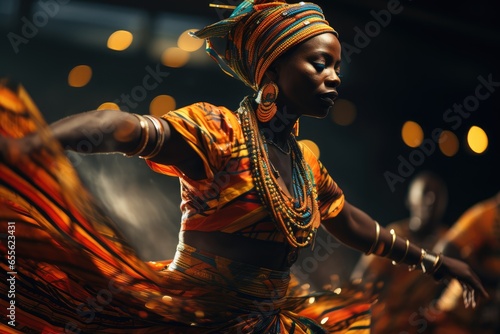 Afrobeat dancer in traditional African clothing - Celebration of heritage through movement - AI Generated
