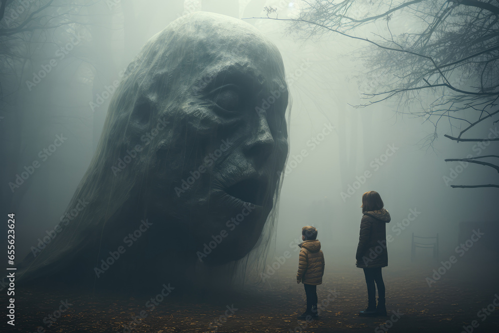 Megalophobia Fear of Large Objects AI Generated Stock Illustration