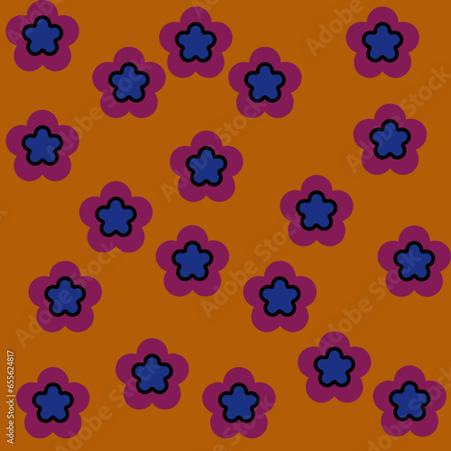 Seamless background pattern with a variety of colored floral motifs.