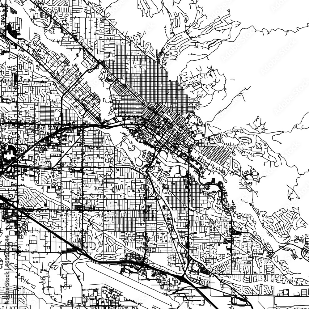 Fototapeta premium 1:1 square aspect ratio vector road map of the city of Boise Idaho in the United States of America with black roads on a white background.
