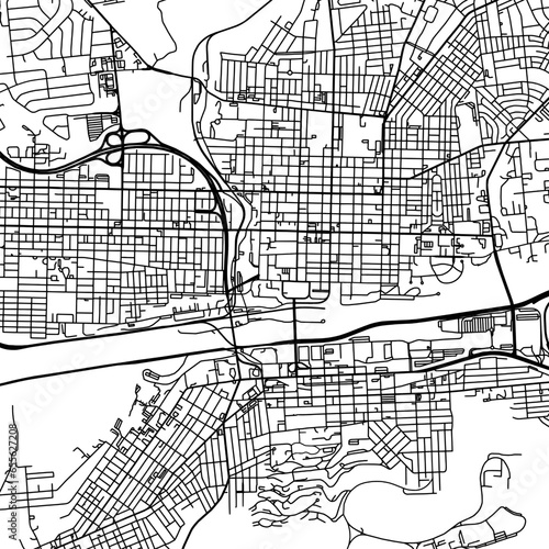1:1 square aspect ratio vector road map of the city of  Bethlehem Pennsylvania in the United States of America with black roads on a white background.