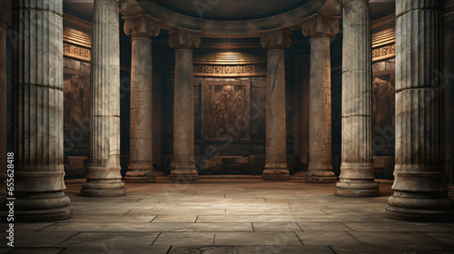 Stone room with columns
