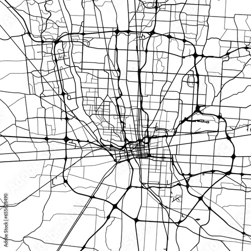 1:1 square aspect ratio vector road map of the city of  Columbus Ohio in the United States of America with black roads on a white background.