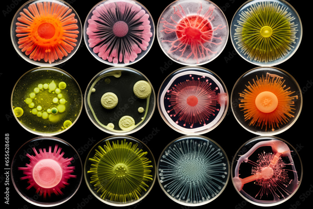 Microscopic marvels: Detailed macro photographs of bacterial colonies in petri dishes Microscopic marvels: Detailed macro photographs of bacterial colonies in petri dishes