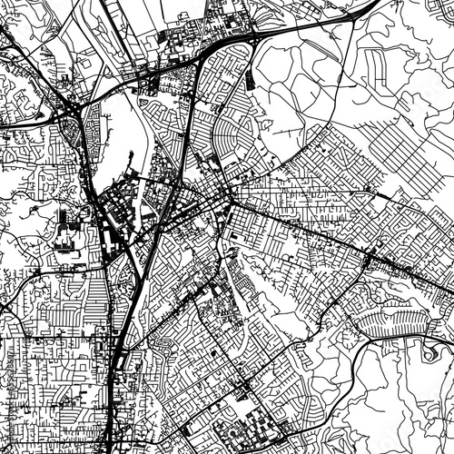 1:1 square aspect ratio vector road map of the city of  Concord California in the United States of America with black roads on a white background.