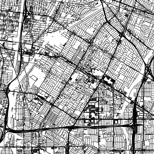 1:1 square aspect ratio vector road map of the city of  Downey California in the United States of America with black roads on a white background.