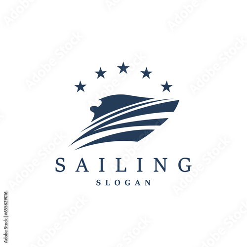 Simple Sailboat Logo Design, Symbol Vector Template