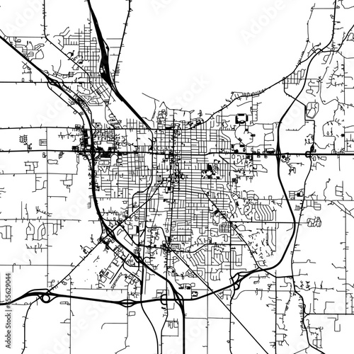 1:1 square aspect ratio vector road map of the city of  Fond du Lac Wisconsin in the United States of America with black roads on a white background.