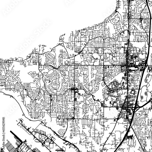 1:1 square aspect ratio vector road map of the city of  Federal Way Washington in the United States of America with black roads on a white background.