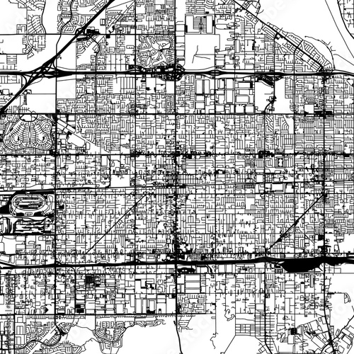 1:1 square aspect ratio vector road map of the city of  Fontana California in the United States of America with black roads on a white background.
