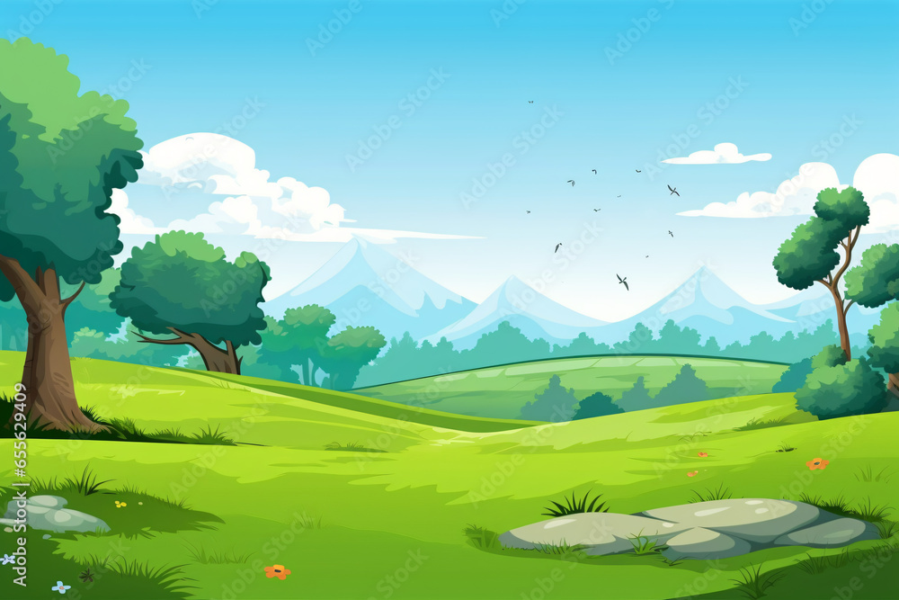 Grassland landscape cartoon background