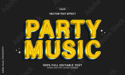  Design editable text effect, party music 3d vector illustration