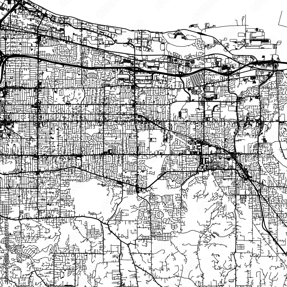 1:1 square aspect ratio vector road map of the city of  Gresham Oregon in the United States of America with black roads on a white background.