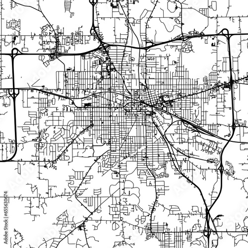 1:1 square aspect ratio vector road map of the city of  Jackson Michigan in the United States of America with black roads on a white background.