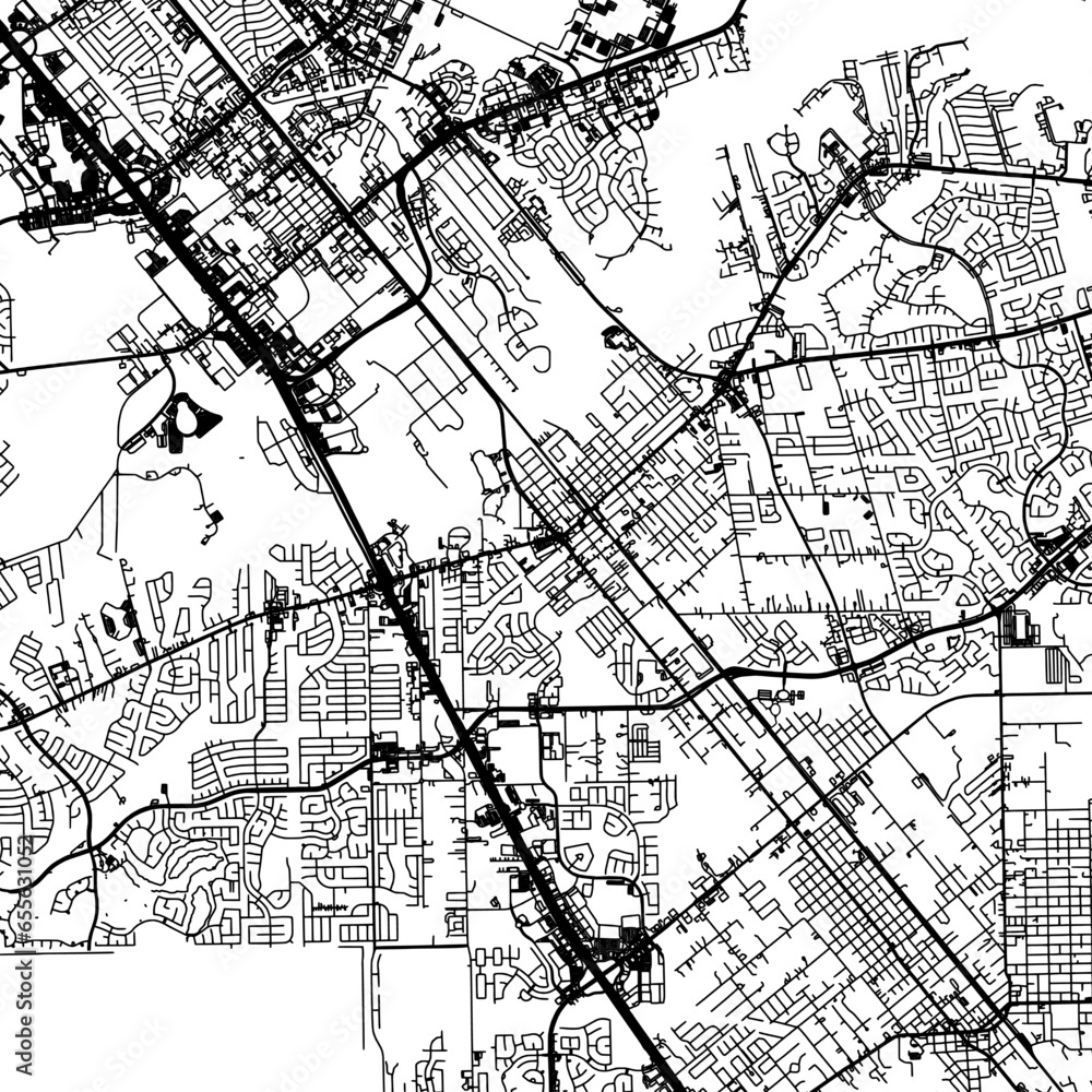 1:1 square aspect ratio vector road map of the city of  League City Texas in the United States of America with black roads on a white background.