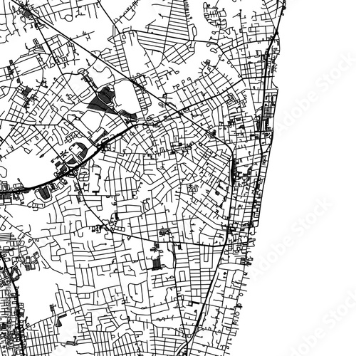 Canvas-taulu 1:1 square aspect ratio vector road map of the city of  Long Branch New Jersey in the United States of America with black roads on a white background