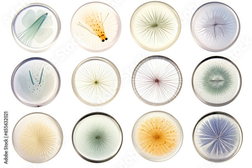 Ultra-magnified diatom images under a microscope isolated on a white background  photo