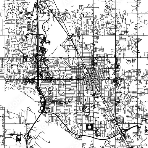 Canvas-taulu 1:1 square aspect ratio vector road map of the city of  Norman Oklahoma in the United States of America with black roads on a white background