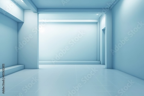 An empty room with white walls and a long window