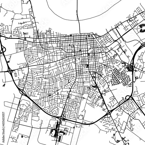 1:1 square aspect ratio vector road map of the city of  Owensboro Kentucky in the United States of America with black roads on a white background.