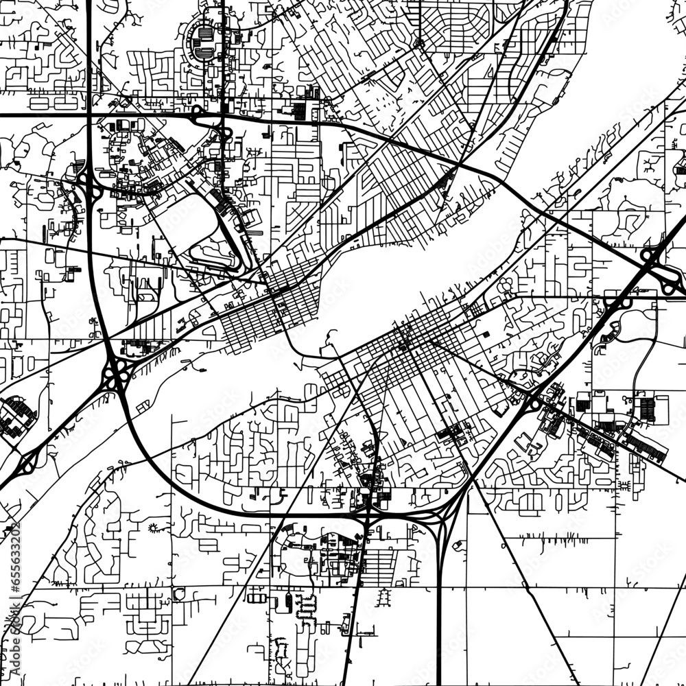 1:1 square aspect ratio vector road map of the city of Perrysburg Ohia ...
