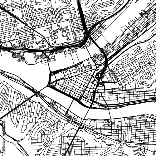 1:1 square aspect ratio vector road map of the city of Pittsburgh Center Pennsylvania in the United States of America with black roads on a white background.
