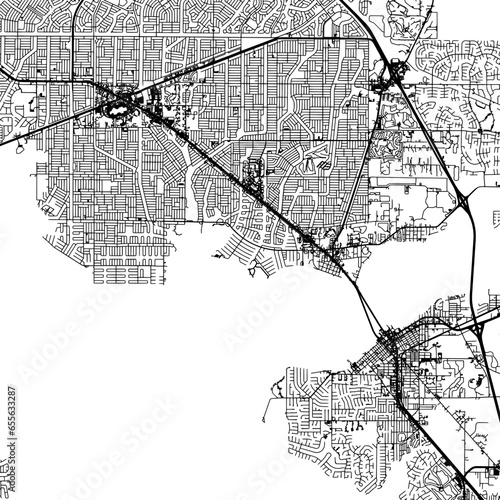 1:1 square aspect ratio vector road map of the city of  Port Charlotte Florida in the United States of America with black roads on a white background. photo