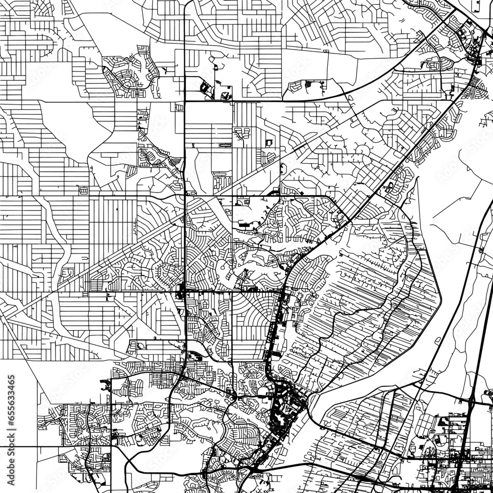 Naklejka premium 1:1 square aspect ratio vector road map of the city of Rio Rancho New Mexico in the United States of America with black roads on a white background.