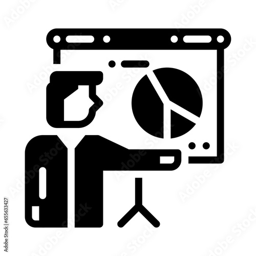 Presentation icon represented with person and whiteboard