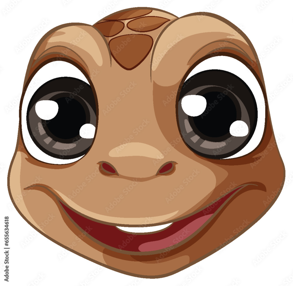 A vector cartoon illustration of a smiling turtle face isolated on a white background A vector cartoon illustration of a smiling turtle face isolated on a white background