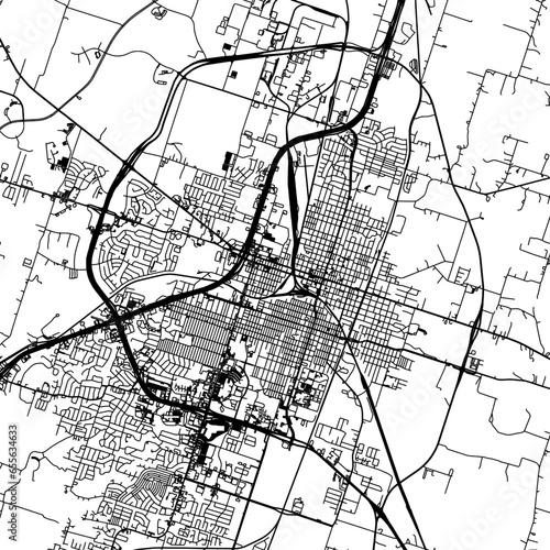1:1 square aspect ratio vector road map of the city of  Temple Texas in the United States of America with black roads on a white background.