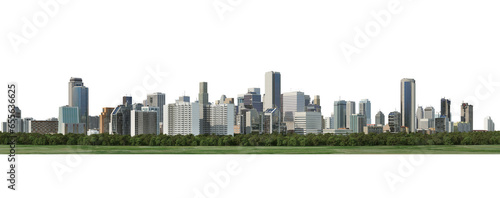 Panorama view of high-rise cities On a transparent background #655636625