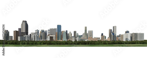 Panorama view of high-rise cities On a transparent background #655636636