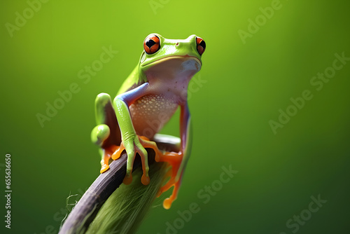 frog on a tree branch photography style Made with Generative AI