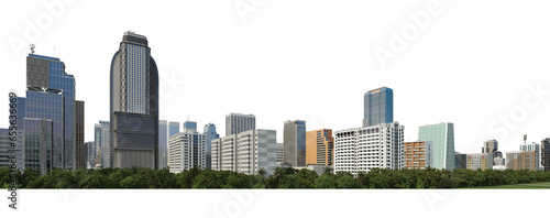 Panorama view of high-rise cities On a transparent background