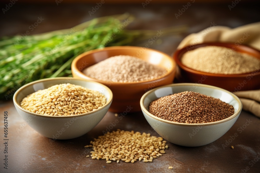 wheat alternative grains in individual bowls wheat alternative grains in individual bowls