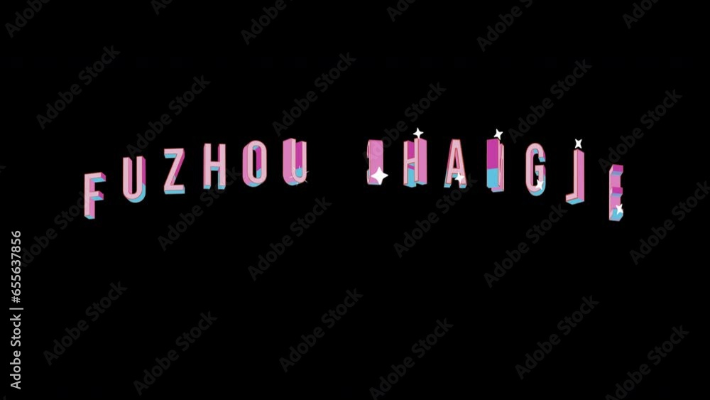 Bright letters jump merrily in the inscription FUZHOU CHANGLE county of the city. Retro. Alpha channel black. Looped from frame 120 to 240, Alpha BW at the end Bright letters jump merrily in the inscription FUZHOU CHANGLE county of the city. Retro. Alpha channel black. Looped from frame 120 to 240, Alpha BW at the end