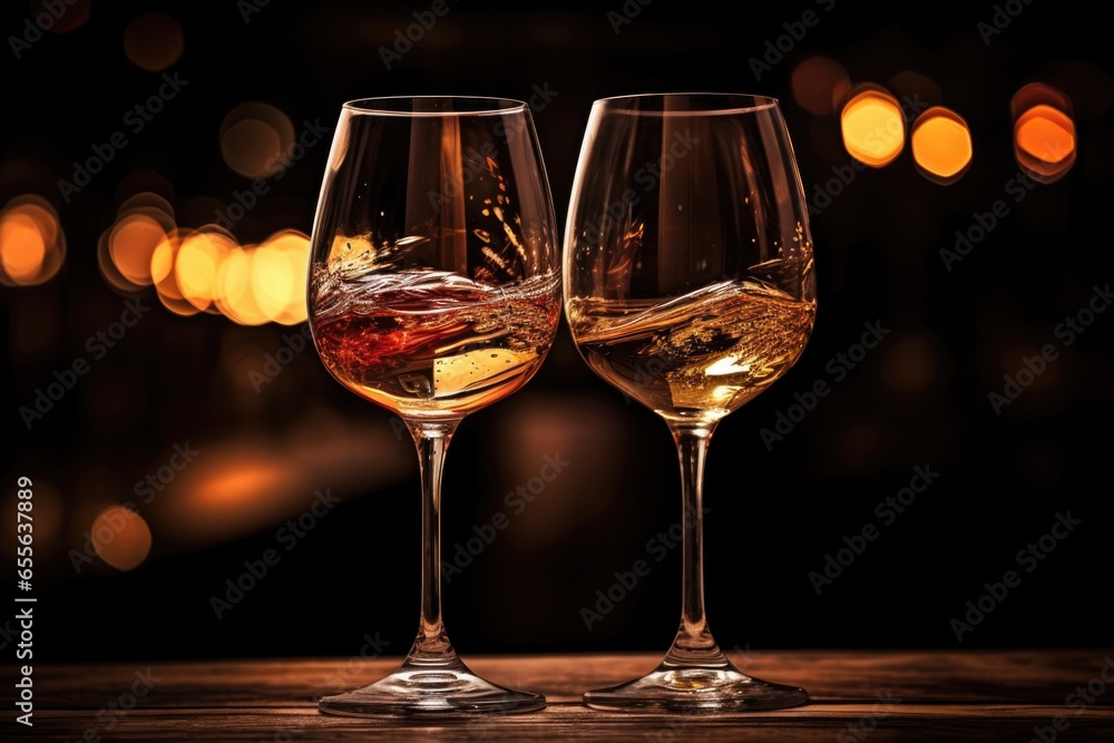 two wine glasses clinking together two wine glasses clinking together