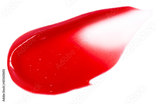 Lip gloss smear isolated on white. PNG with transparent background.