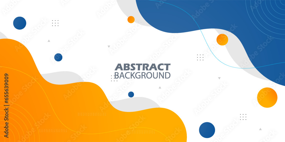 Modern business card banner blue and orange colorful template wave banner background with geometric element and gradient color. Design with liquid shape. Eps10 vector