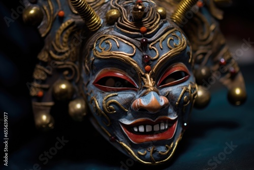 macro shot of a dramatic theatrical mask for drama class