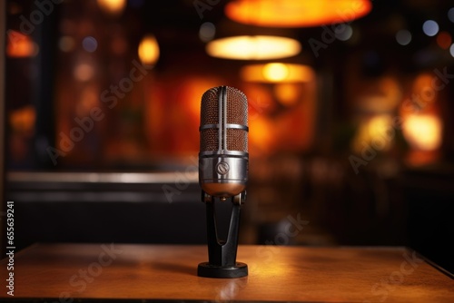 close up of a microphone on a table