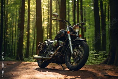 a bike against a forest background during daylight