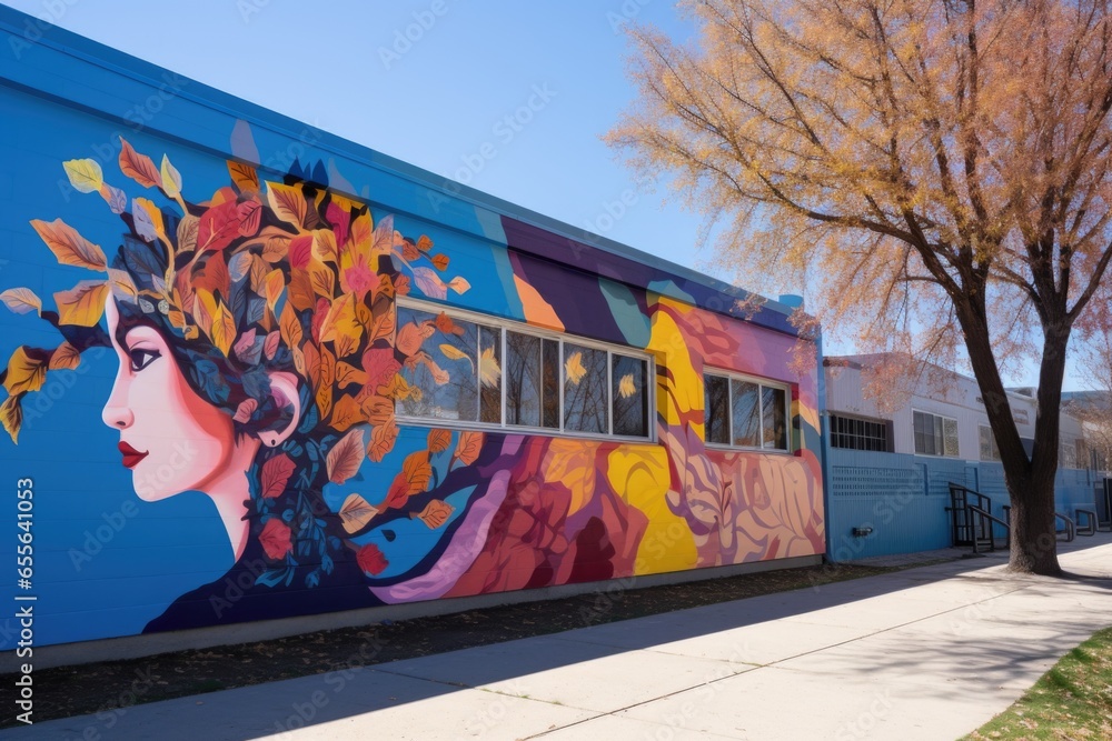 colorful mural on an external school wall Uwalls.co.uk
