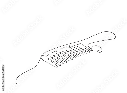 Continuous Line Comb Icon, Monoline Barber Symbol, One Line Haircut Logo Silhouette, Hairbrush Sign