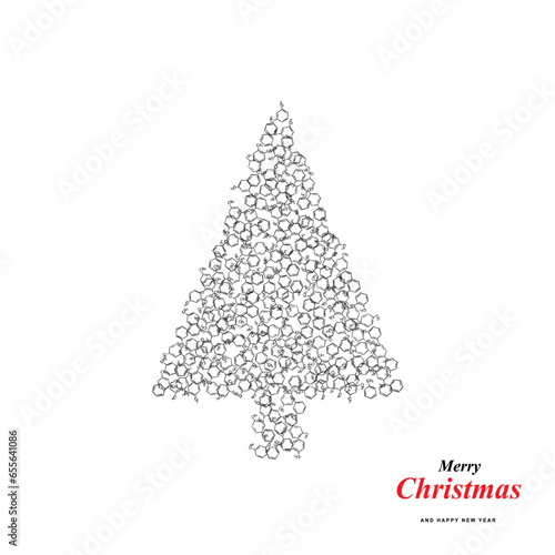 Christmas Tree Shape Made of Benzene Methyl Group Molecule Formula Icons photo